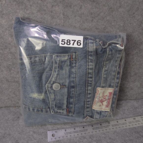 True Religion Jeans Mens 31 Blue Joey Distressed Flare Bootcut Made in USA - Picture 12 of 12